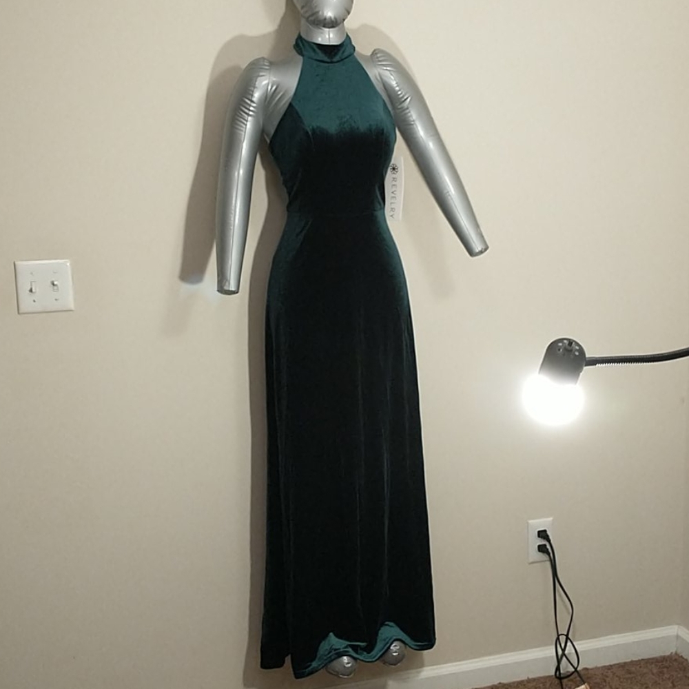 Revelry - Emerald Green Velvet dress NWT